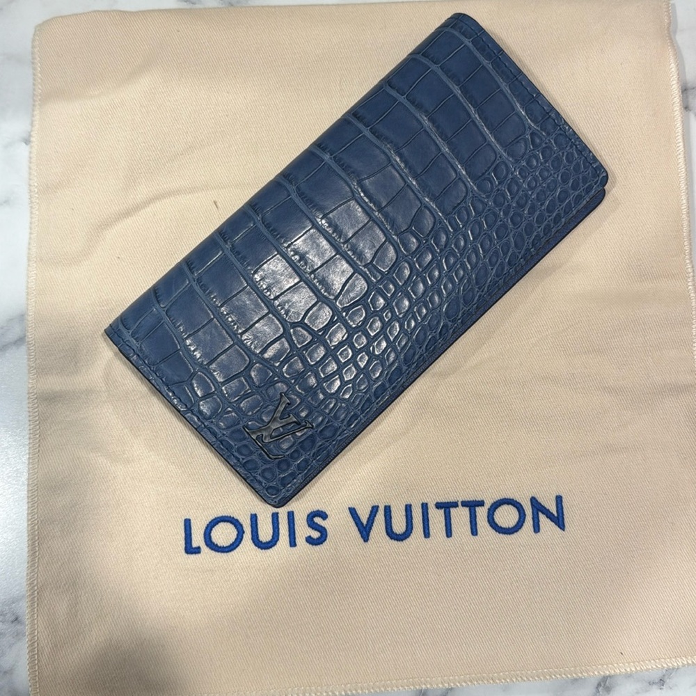 Louis Vuitton exotic alligator wallet men’s Brazza